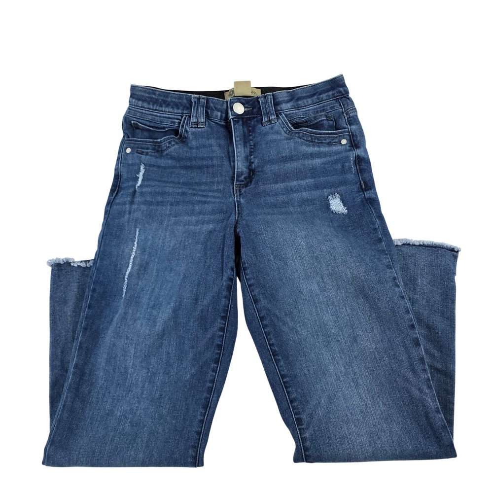 Democracy Ab Solution Straight Leg Distressed Frayed Step Hem Jean 8 B28118IJCXX